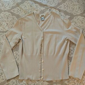 Talbots white v neck cardigan